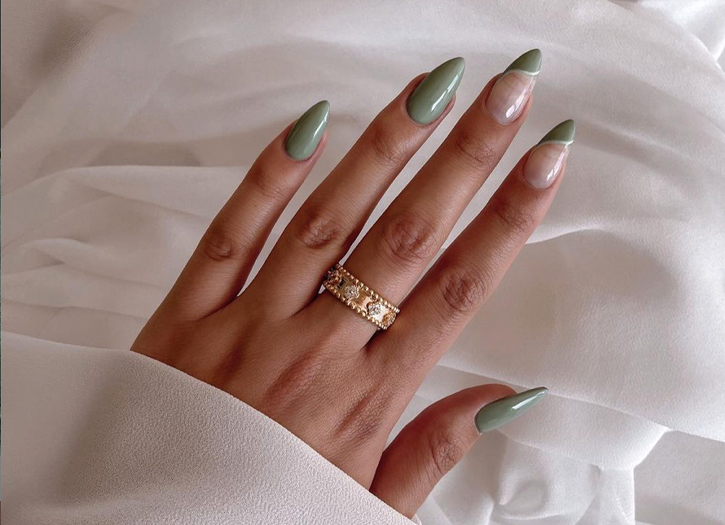 1. Sage Green and Gold Glitter Nails - wide 8